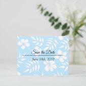 Save the Date Blue Hibiskus Tropical Themed Postkarte (Stehend Vorderseite)