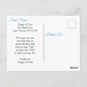 Save the Date Blue Hibiskus Tropical Themed Postkarte (Rückseite)