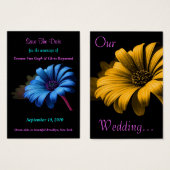 Save the Date Blue Orange Yellow Daisy (Vorne & Hinten)