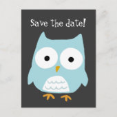 "Save the Date!" Blue Owl Custom Ankündigungspostkarte (Vorderseite)