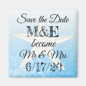 Save the Date Blue Starfish Wedding Magnet (Vorne)