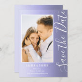 Save the Date Blue Stylish Script Modern Wedding (Vorne/Hinten)