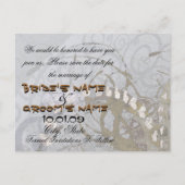 Save the Date Blue und Brown Hearts Ankündigungspostkarte (Rückseite)