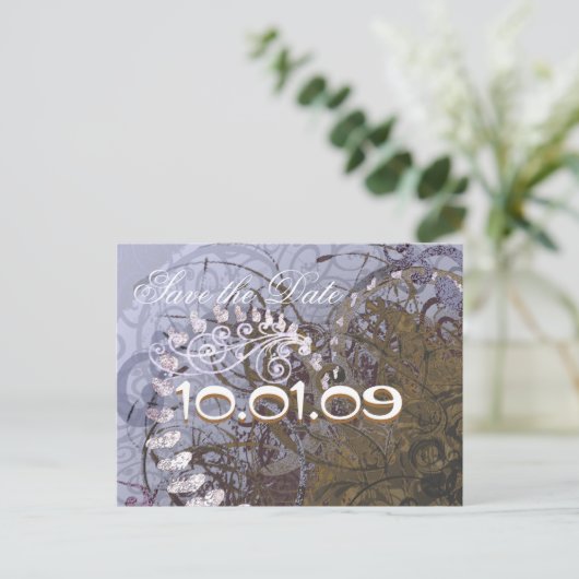 Save the Date Blue und Brown Hearts Ankündigungspostkarte (Stehend Vorderseite)