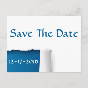 Save the Date Blue und White Foto Postcard Ankündigungspostkarte