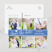 SAVE THE DATE Blue Wedding 6 FOTO Postcard Ankündigungspostkarte (Vorne/Hinten)