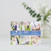 SAVE THE DATE Blue Wedding 6 FOTO Postcard Ankündigungspostkarte (Stehend Vorderseite)