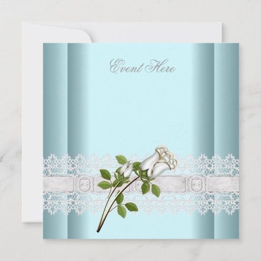Save the Date Blue White Blume Lace (Rückseite)