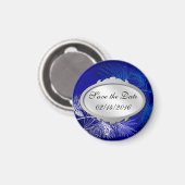 Save the Date Blue White Winter Custom Magnete Magnet (Vorderseite/Rückseite)