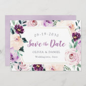 Save the Date blühende botanische lila Blüte (Vorne/Hinten)