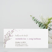 Save the Date blühende Zweige - Plum (Stehend Vorderseite)