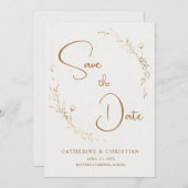 Save the Date Blume der Goldenen Kontur Einladung (Vorne/Hinten)