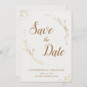 Save the Date Blume der Goldenen Kontur Einladung (Vorne/Hinten)