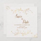 Save the Date Blume der Goldenen Kontur Einladung (Vorne/Hinten)