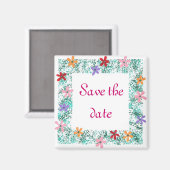 Save the Date, Blume-Randmagnete Magnet (Vorderseite/Rückseite)