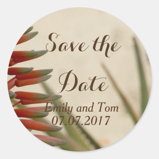 Save the Date Blume Romance Round Sticker (Vorderseite)