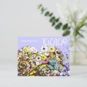 Save the Date Blume und Blätter Ankündigungspostkarte (Stehend Vorderseite)