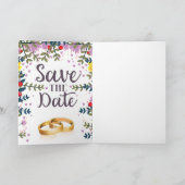 Save the Date Blume und Hochzeitsringe (Innenseite)