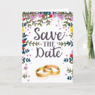 Save the Date Blume und Hochzeitsringe