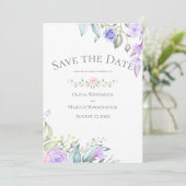 Save the Date Blume von Pale Lilac und Pink Einladung (Stehend Vorderseite)