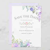 Save the Date Blume von Pale Lilac und Pink Einladung (Vorne/Hinten)