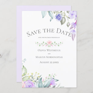 Save the Date Blume von Pale Lilac und Pink Einladung