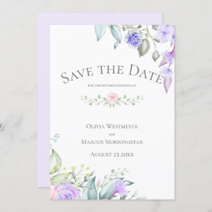 Save the Date Blume von Pale Lilac und Pink Einladung