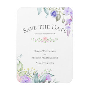 Save the Date Blume von Pale Lilac und Pink Magnet