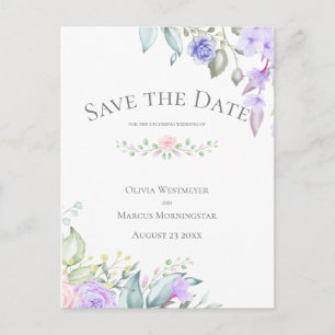 Save the Date Blume von Pale Lilac und Pink Postkarte