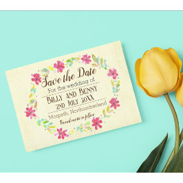 Save the Date blumengealtert Ankündigungspostkarte