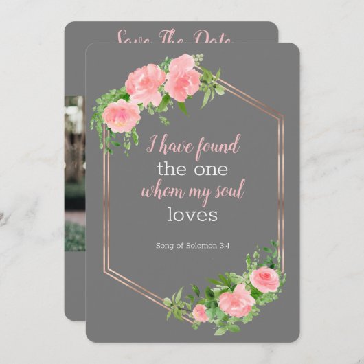 Save the Date blumengeschmücktes Foto Einladung (Vorne/Hinten)