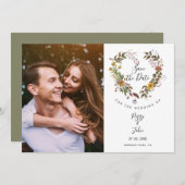 Save the Date Blumenherz Garland Foto Einladung (Vorne/Hinten)