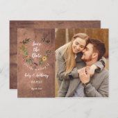 Save the Date Blumenherz Rustikales Foto Postkarte (Vorne/Hinten)