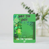 Save the Date Blumenkarte Green Sunrise (Stehend Vorderseite)