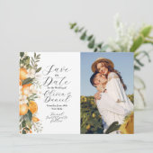 Save the Date Blumenkohl Blume Fruchtorangen Foto (Stehend Vorderseite)