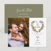 Save the Date Blumenkohl Garland Foto Postkarte (Vorne/Hinten)