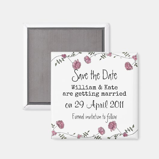 Save the Date Blumenmagnet Magnet (Vorderseite/Rückseite)