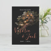 Save the Date blumenreich, orange Einladung (Stehend Vorderseite)