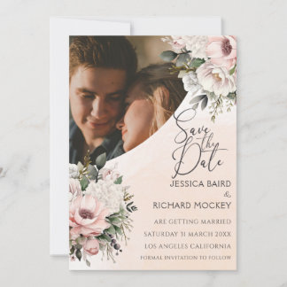 Save the Date blumenrot-rosa Hochzeitskarte des Fo
