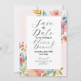 Save the Date Blumensommer Blume Rosa Blau