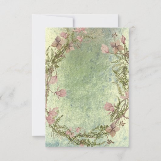 Save the Date Blumenstrauß Hütte Alte Minze Rosa B (Rückseite)