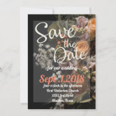 Save the Date blumig, orangefarben Einladung (Vorderseite)