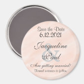 Save the Date Blush Personalisiert Round Magnet (Vorderseite/Rückseite)