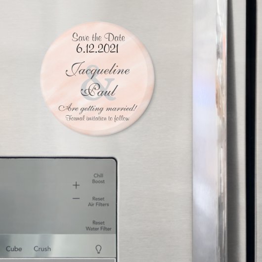 Save the Date Blush Personalisiert Round Magnet (In Situ (Kühlschrank))