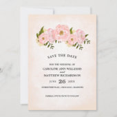 Save The Date. Blush Pink Peonies Card Date (Vorderseite)