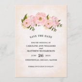 Save The Date. Blush Pink Peonies Card Date (Vorderseite)