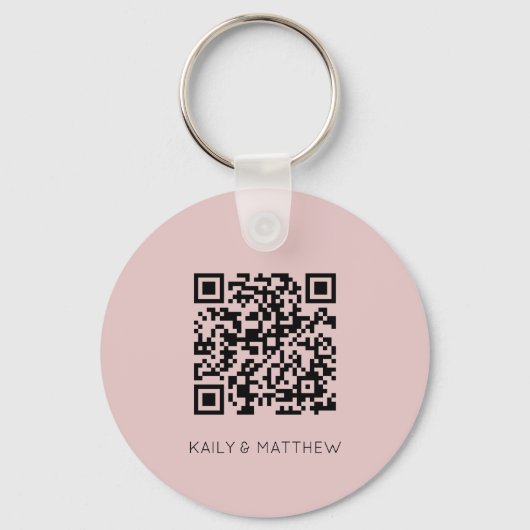 Save the Date blush QR Code Wedding Schlüsselanhän Schlüsselanhänger (Vorderseite)