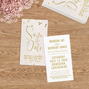 Save The Date Blush Rosa Gold Konfetti Packung 50 Visitenkarte