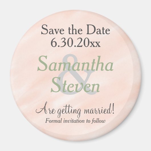 Save the Date Blush Sage Green Magnet (Vorne)