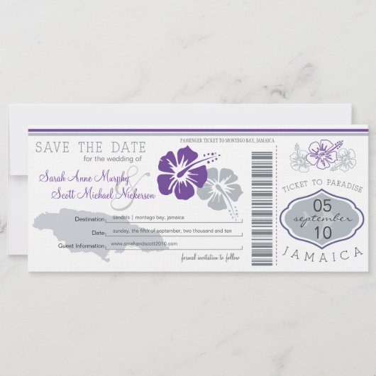 Save the Date Boarding nach Jamaika (Vorderseite)